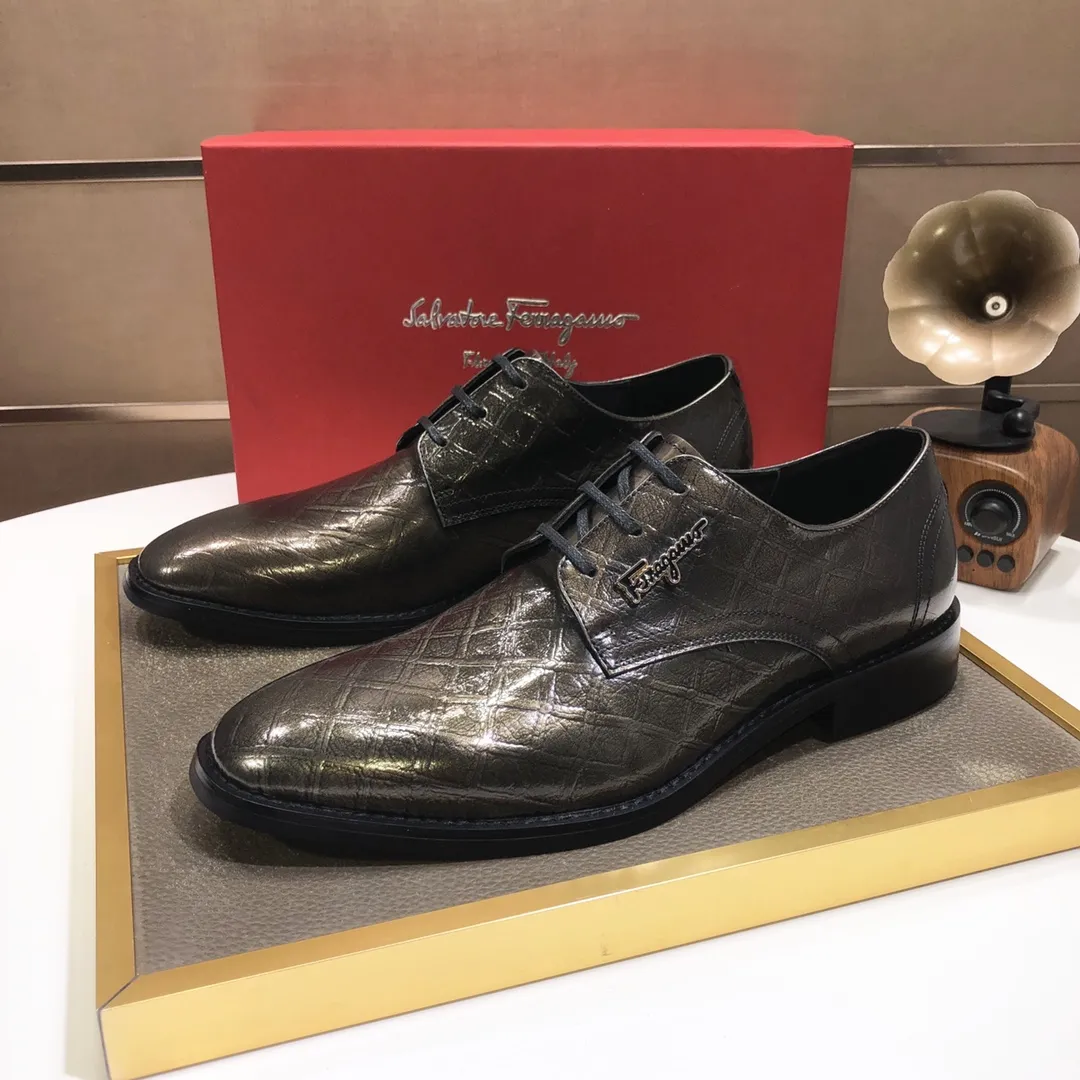 Men's shoes 💰480💰[Ferragamo/Ferragamo] The latest model in the counter, original imported cowhide fabric + sheepskin lining + original luxury metal buckle + original combination outsole, no pressure in comparison 38--44 (custom-made for 45, non-refundable)